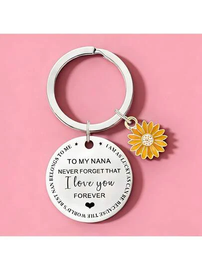 To My Nana Love You Sunflower Keyring